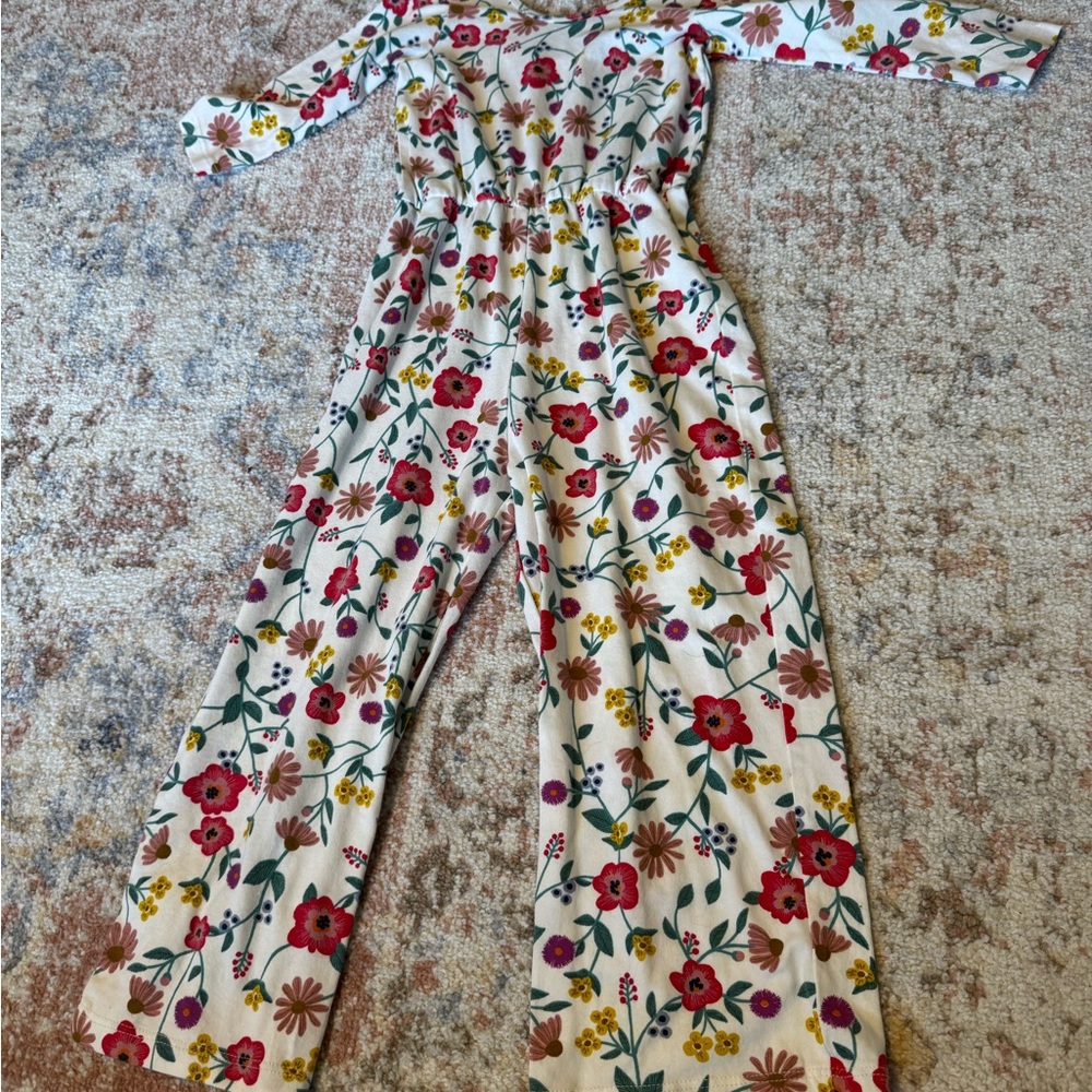 Red and Green Floral Jumpsuit with Relaxed Fit